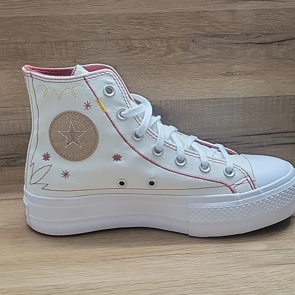 Converse Women's White and Red High-Top Sneakers
